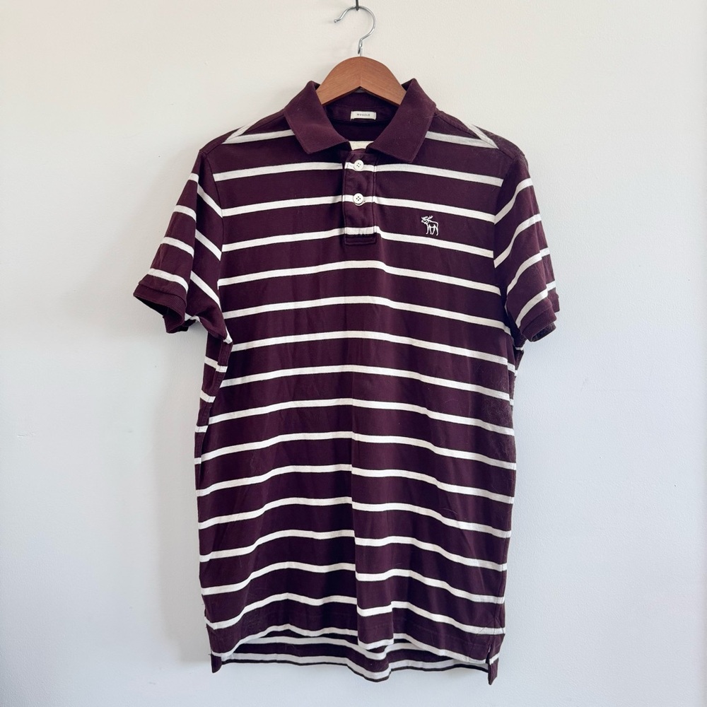 ABERCROMBIE & FITCH | Vintage men’s maroon and white polo t-shirt